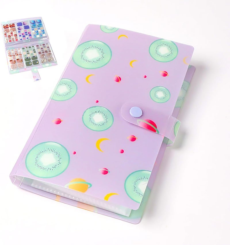 DANNEASY DANNEASY 120 Slots Collecting Album for Nail Polish Strips Full Nail Wraps Toenail Stickers Storage Empty Storage Binder Book Water Transfer Nail Decals Storage Book Tools Nail Accessories - Kiwifruit