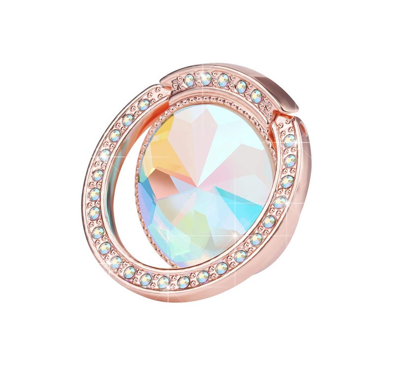 lenoup Glitter Bling Bling Phone Ring Holder,Sparkle Phone Ring Grip Artificial Diamond Stand,Rhinestone Cell Finger Ring for Phones,Pad(Rose Gold) - Image 1