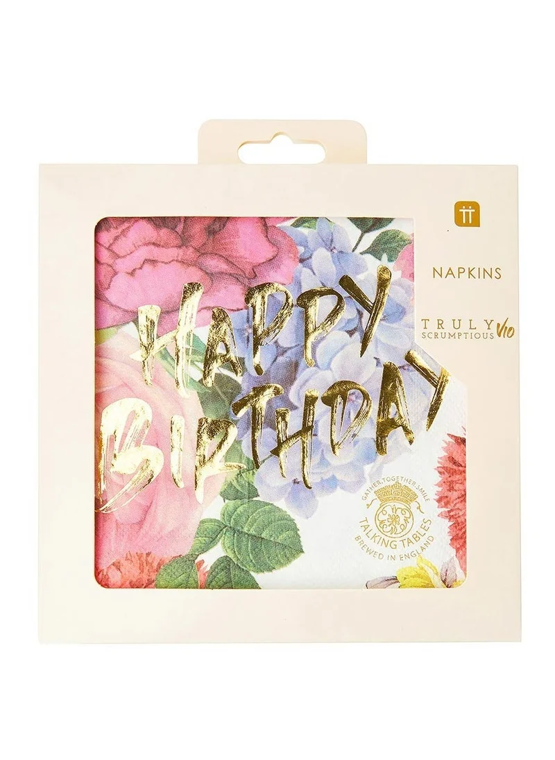 توكينج تيبلز Truly Scrumptious Happy Birthday Napkin with Foil Detail, 33cm, 20pack