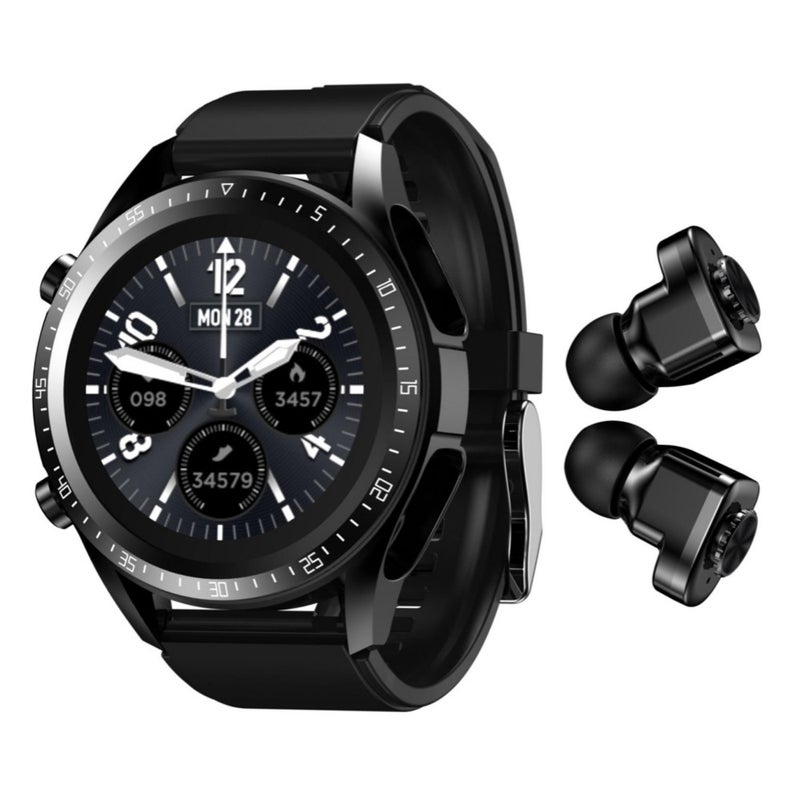 JM03 Round Screen Smartwatch TWS Bluetooth Call HR Sport Business Black [tape]] 