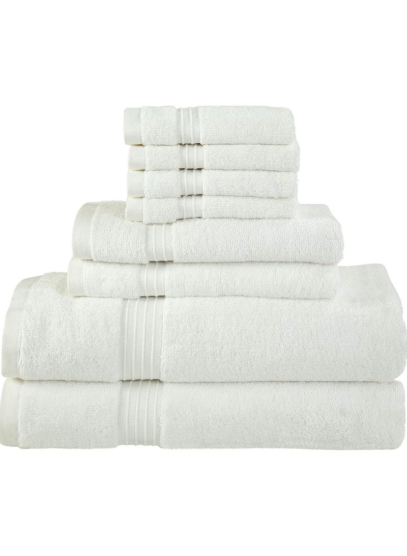 Comfy Cotton White 600 Gsm 8 pc Set For Bath And Spa Towel Set Includes 2Xbath Towels 70X140 Cm 2Xhand Towels 40X70 Cm 4Xwashcloths 30X30 Cm - Image 1