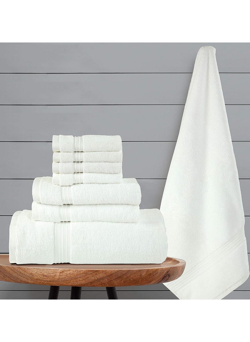 Comfy Cotton White 600 Gsm 8 pc Set For Bath And Spa Towel Set Includes 2Xbath Towels 70X140 Cm 2Xhand Towels 40X70 Cm 4Xwashcloths 30X30 Cm - Image 2