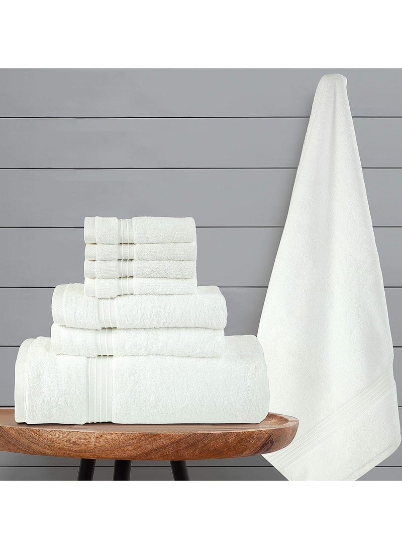 Comfy Cotton White 600 Gsm 8 pc Set For Bath And Spa Towel Set Includes 2Xbath Towels 70X140 Cm 2Xhand Towels 40X70 Cm 4Xwashcloths 30X30 Cm - Image 3