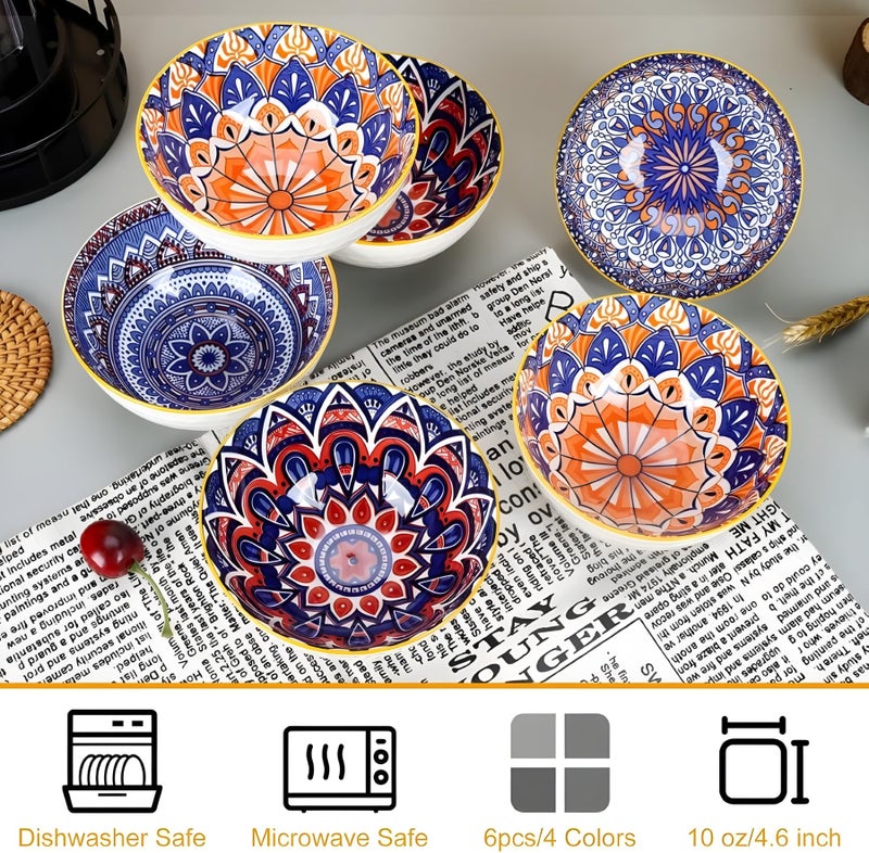 ONICORN® Porcelain Dessert Bowls Gift Box Set Ceramic Bowl for Ice Cream, Soup, Rice, Snack, Side Bowl, Microwave and Dishwasher Safe - Unique Design (Multicolor, Pack of 6) - Image 5
