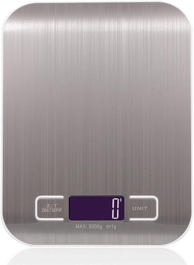 SHOWAY Electric Kitchen Scale Digital Food 5Kg Measuring Range For Cooking Baking G Lb Oz Ml Kg Milk Stainless Steel Re Able, Silver, Cx2012-5Kg-02, Silver-Re Able - Image 1