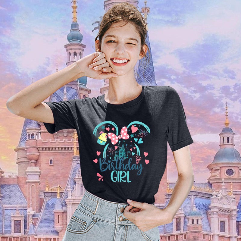 MYHALF Birthday Shirts for Women Oversized Magic Kingdom T-Shirt Funny Magical Castle Graphic Tees Birthday Party Gift Tops Dark Grey - Image 5