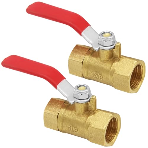 Uenede 2PCS 3/8 Inch Brass Mini Ball Valve 3/8" Female to 3/8" Female Thread Shut-off Valve with Operation Handle Pipe Threaded Fittings for Water/Oil/Gas - Image 1