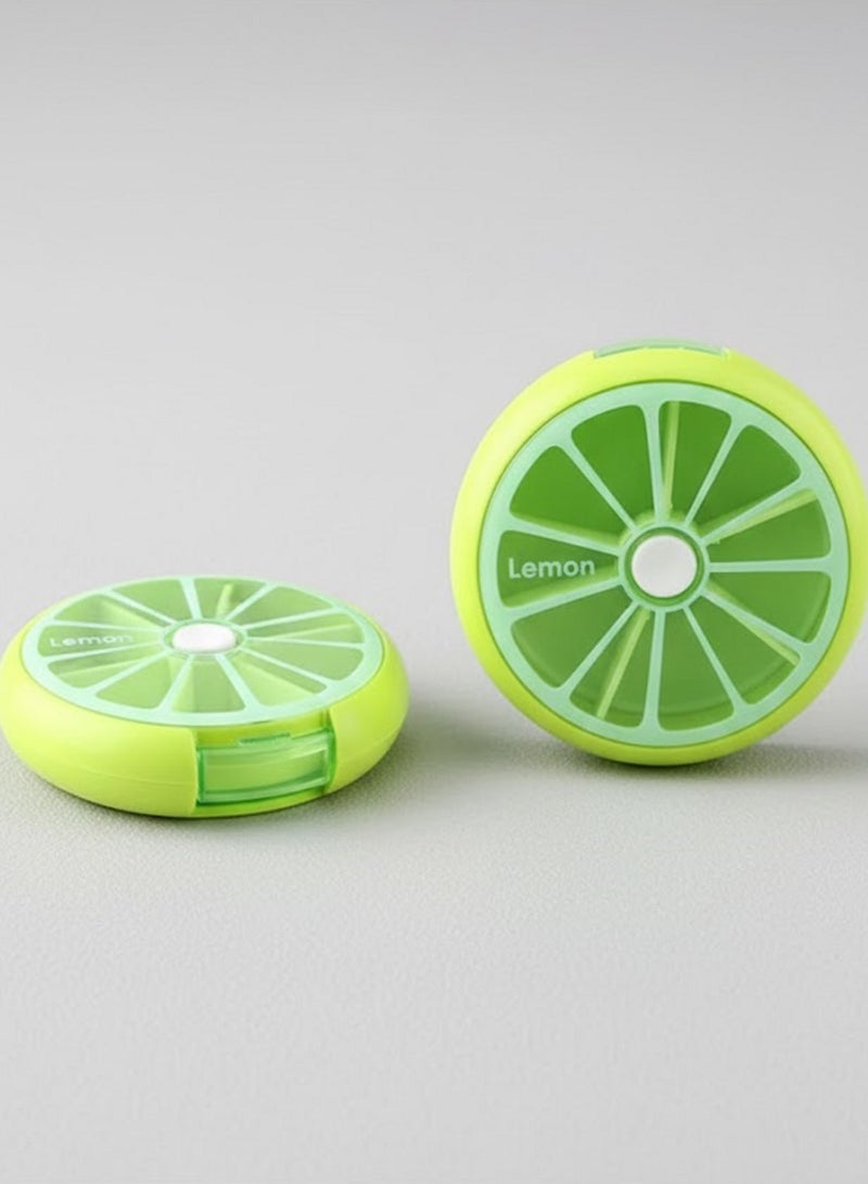 قطعتين من حافظه حبوب ادويه-علبة صغيرة محمولة قابلة للدوران بتصميم فاكهة مقسمة الى 7 اقسام لتناسب تناول الادوية يوميا على مدار الاسبوع-354 - Image 1