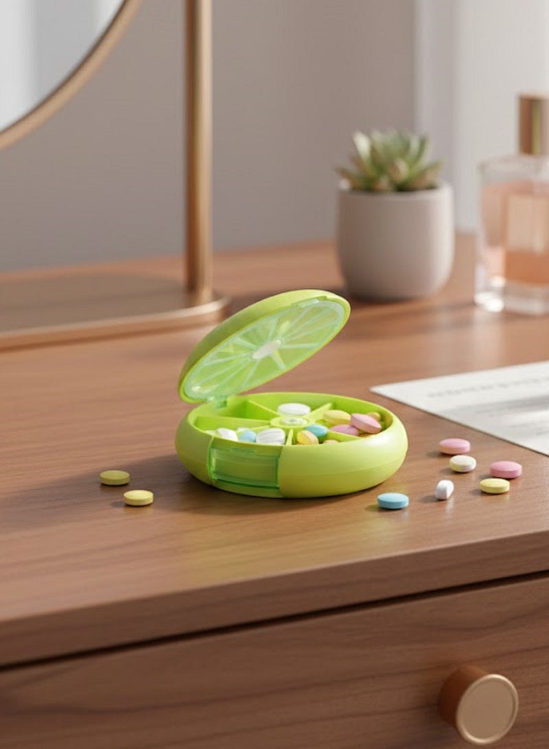 قطعتين من حافظه حبوب ادويه-علبة صغيرة محمولة قابلة للدوران بتصميم فاكهة مقسمة الى 7 اقسام لتناسب تناول الادوية يوميا على مدار الاسبوع-354 - Image 2