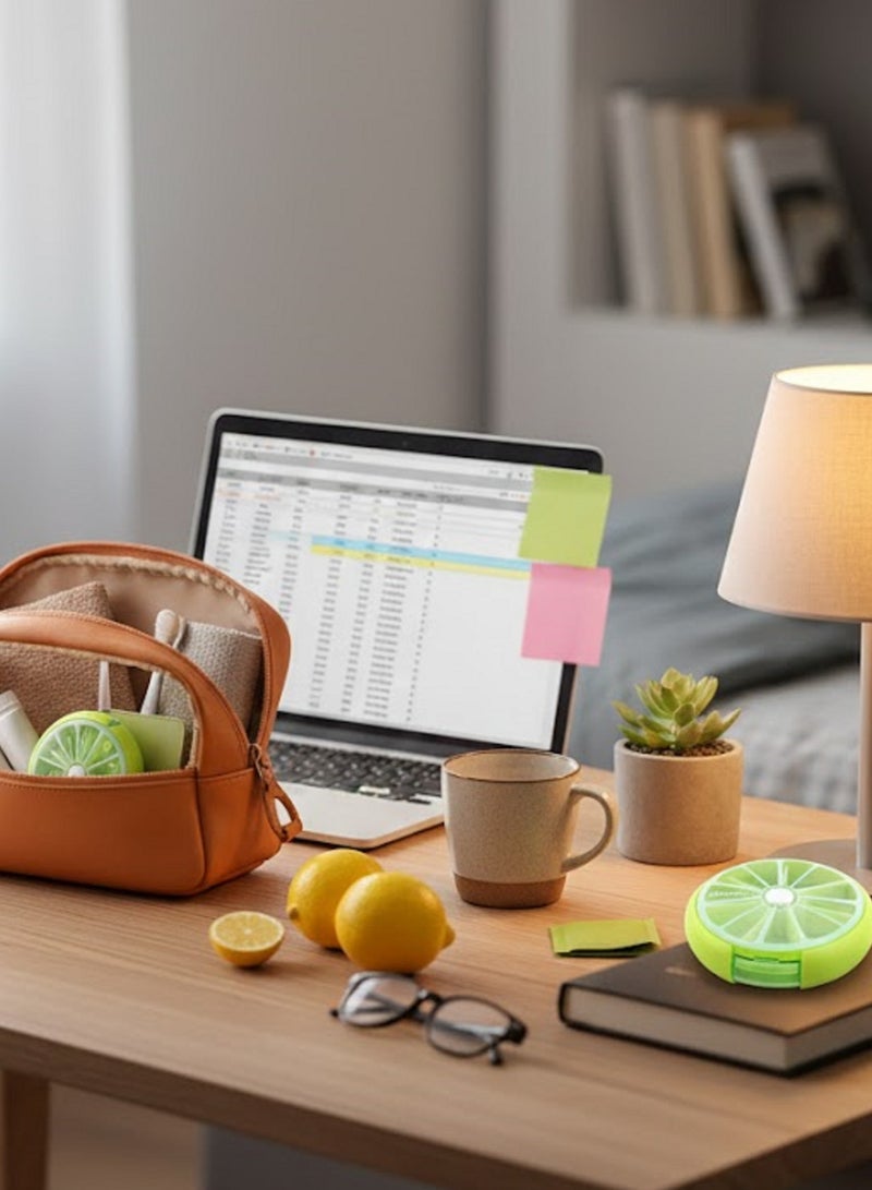 قطعتين من حافظه حبوب ادويه-علبة صغيرة محمولة قابلة للدوران بتصميم فاكهة مقسمة الى 7 اقسام لتناسب تناول الادوية يوميا على مدار الاسبوع-354 - Image 3