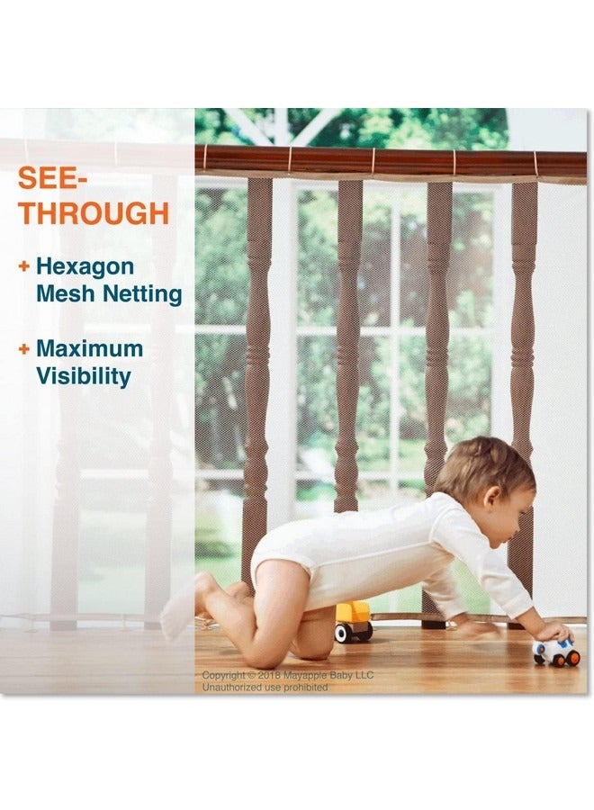بيوينتي واقي درابزين للأطفال، شبكة سلم 3M، شبكة درابزين شرفة للأطفال، شبكة أمان للأطفال، شبكة درابزين سلم للحيوانات الأليفة، سميكة، شبكة سلم آمنة للعب الجراء الصغيرة في الأماكن المغلقة، أبيض - Image 4