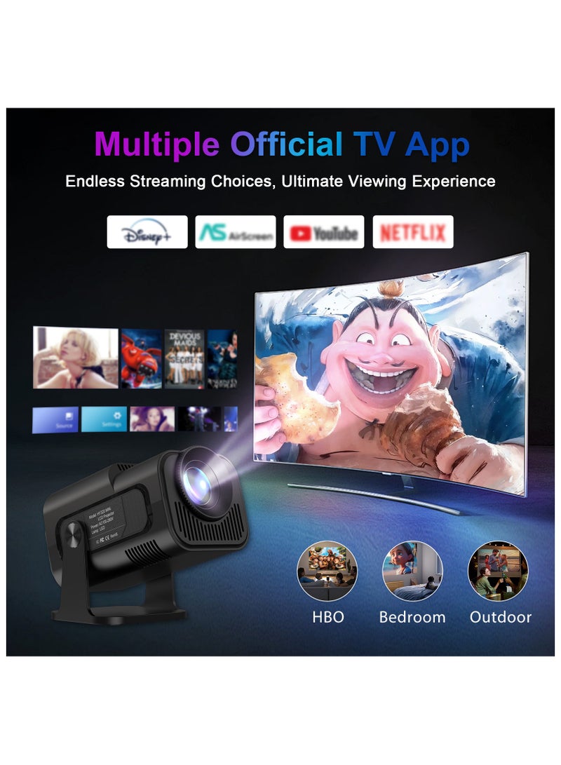 Smart Mini Projector with WiFi and Bluetooth, 300 ANSI Portable Projector with Android 11 Built-in Apps, Auto Keystone Correction, 30"-150" Screen Video Projectors for Room Bedroom Home Outdoor - Image 3