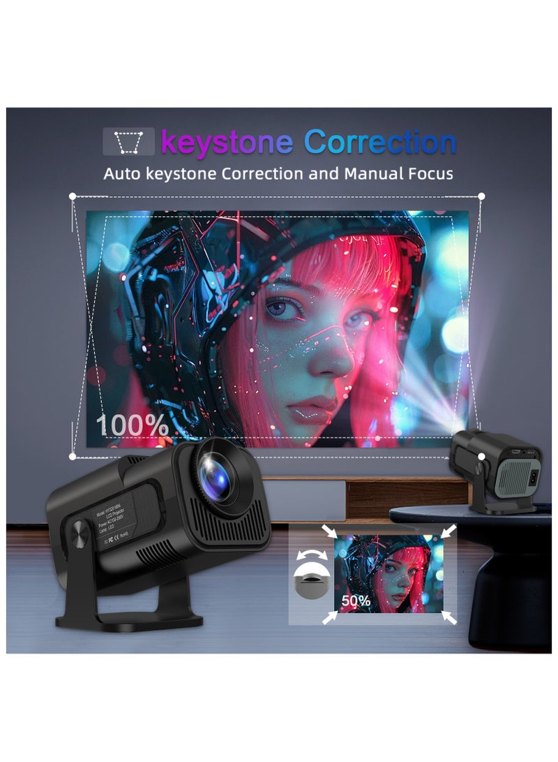 Smart Mini Projector with WiFi and Bluetooth, 300 ANSI Portable Projector with Android 11 Built-in Apps, Auto Keystone Correction, 30"-150" Screen Video Projectors for Room Bedroom Home Outdoor - Image 4