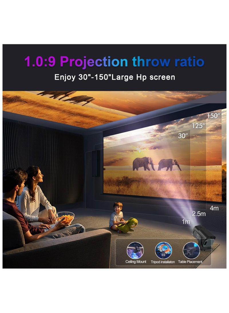 Smart Mini Projector with WiFi and Bluetooth, 300 ANSI Portable Projector with Android 11 Built-in Apps, Auto Keystone Correction, 30"-150" Screen Video Projectors for Room Bedroom Home Outdoor - Image 5