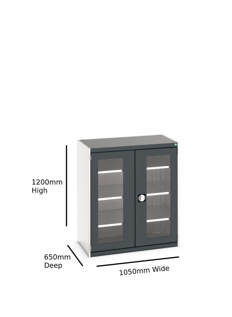 bott Bott cubio cupboard with window doors & 3 shelves WxDxH: 1050x650x1200mm  - Image 2