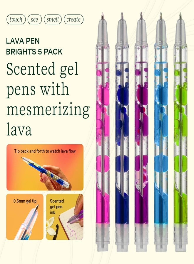Lifelines Scented Lava Gel Pen Set, 5-Pack (Brights) - 0.5mm Colored Gel Pens Infused with Scented Essential Oil Blends & Mesmerizing Lava - School Supplies for College Kids & Adults - Image 2