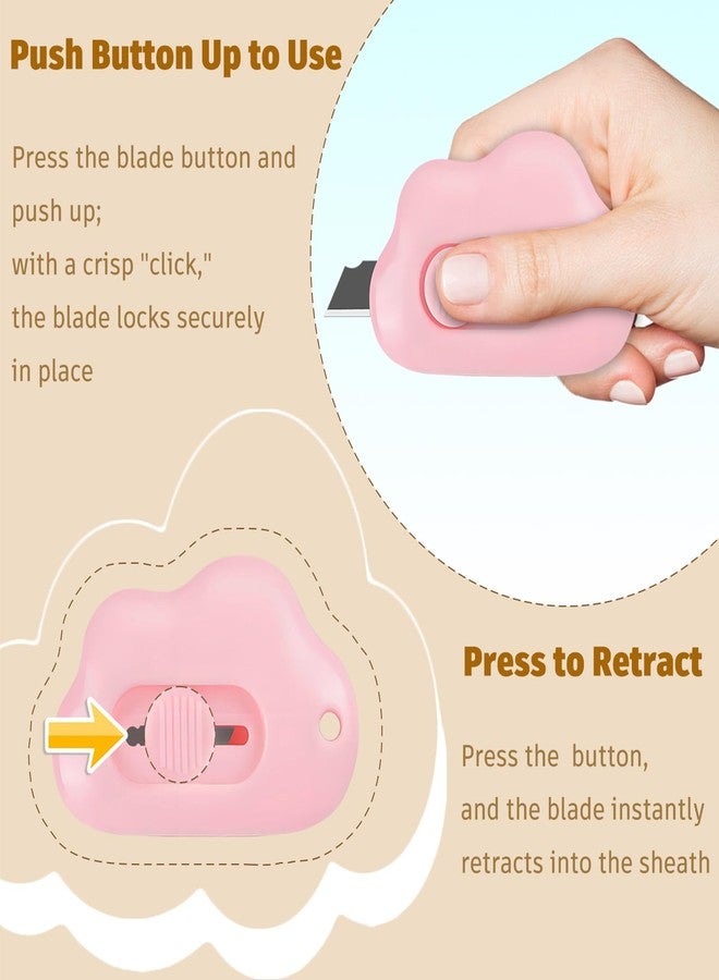 Muclip Cloud Retractable Box Cutter 6 Pack - With Key Rings,Safe Auto-Retract Design,Mini Paper Cutter for Box,Packages,Mail,Envelopes,Portable Keychain Letter Opener for Home,Office,Travel - Image 4