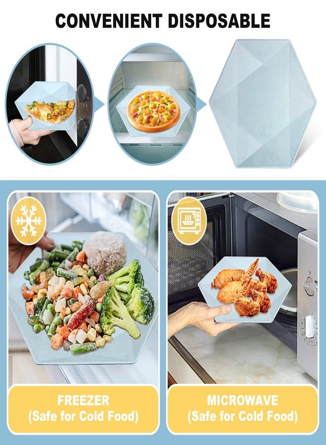 BangShou 30 Pack 8 Inch Disposable Paper Plates, Blue Hexagon Paper Platters, 100% Biodegradable Dessert Plates for Wedding, Birthday, Party - Image 3