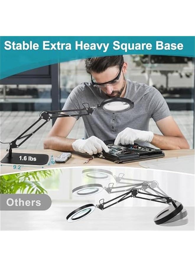 Arabest - Large Magnifying Glass with Light, Stand, 5 Color Modes, 10 Brightness Levels, Desk Lamp, Clamp, Hands-Free Lighted Magnifier for Reading, Crafts, Close Work - Image 1
