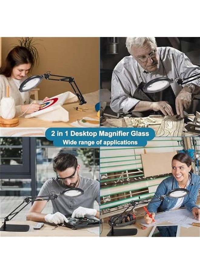 Arabest - Large Magnifying Glass with Light, Stand, 5 Color Modes, 10 Brightness Levels, Desk Lamp, Clamp, Hands-Free Lighted Magnifier for Reading, Crafts, Close Work - Image 1