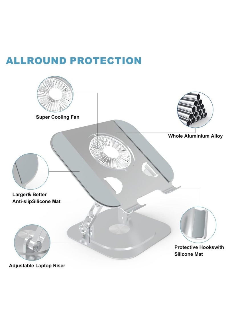SYOSI Laptop Stand for Desk Adjustable, Aluminum Alloy Rotating Bracket with Cooling Pad,Ergonomic Foldable Riser Holder,Compatible MacBook Pro, All Laptops 10-17"  - Image 5