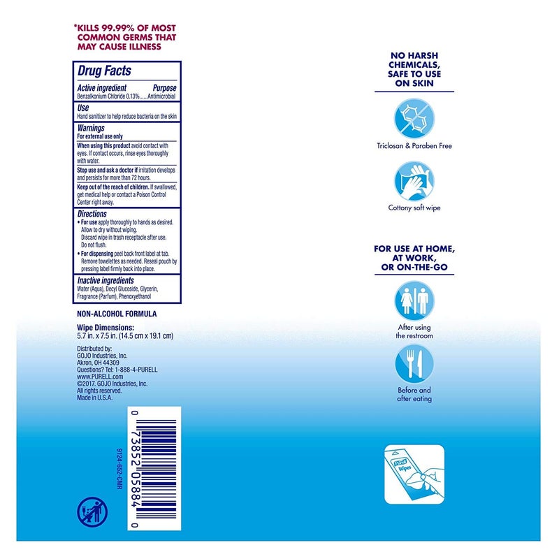 Purell Hand Sanitizing Travel Wipes Clean Refreshing Scent 20ct ( Pack of 3) - Image 2