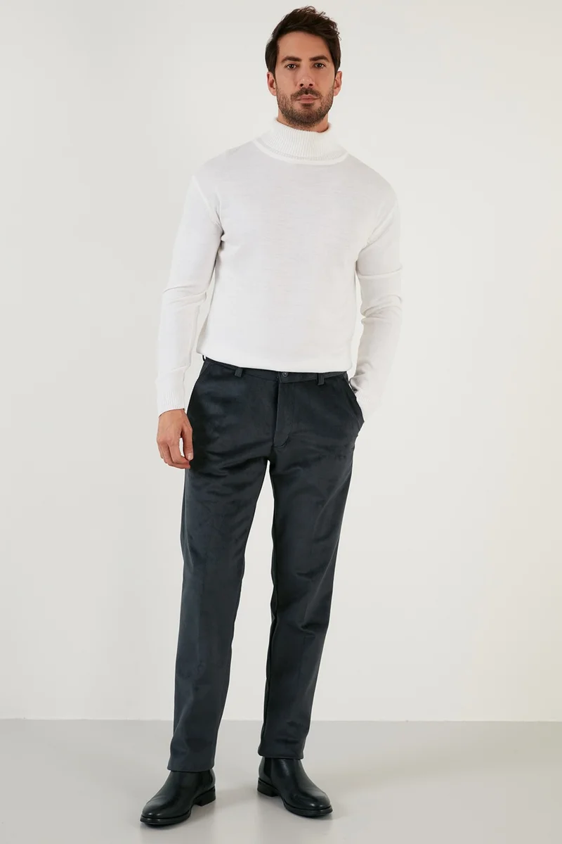 بوراتي Normal Waist Regular Fit Straight Leg Velvet Trousers Men's Velvet Trousers 645MERLIN