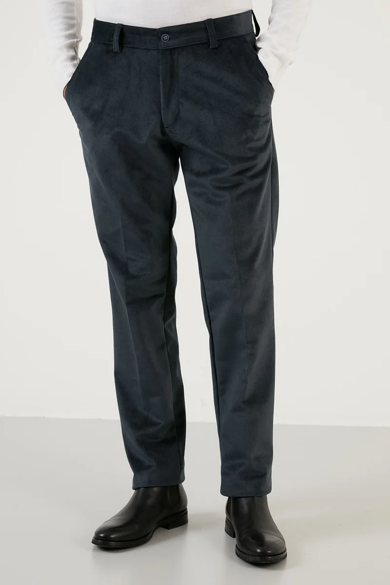 بوراتي Normal Waist Regular Fit Straight Leg Velvet Trousers Men's Velvet Trousers 645MERLIN
