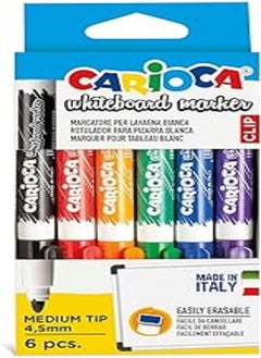carioca أقلام تحديد السبورة البيضاء القابلة للمسح من Carioca - ألوان متنوعة (عبوة من 6 قطع) 