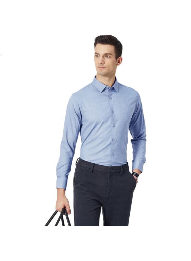 FIRS Men'S Non-Iron Modal Long Sleeve Shirt Spring Casual Business High-End Shirt Light Blue 43 - Image 3