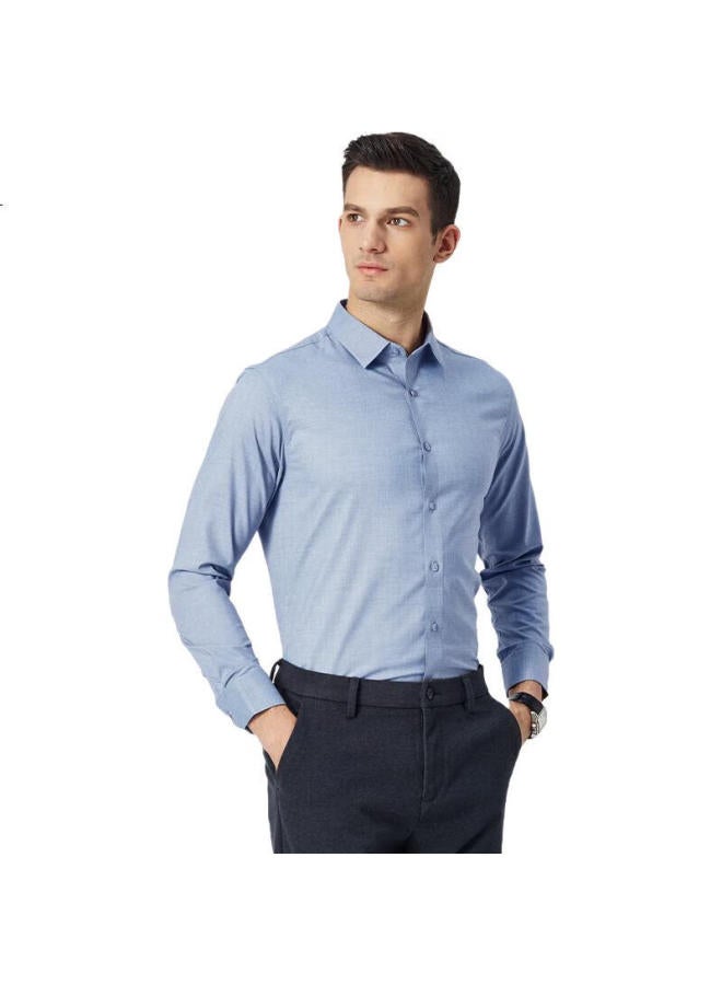 FIRS Men'S Non-Iron Modal Long Sleeve Shirt Spring Casual Business High-End Shirt Light Blue 43 - Image 1