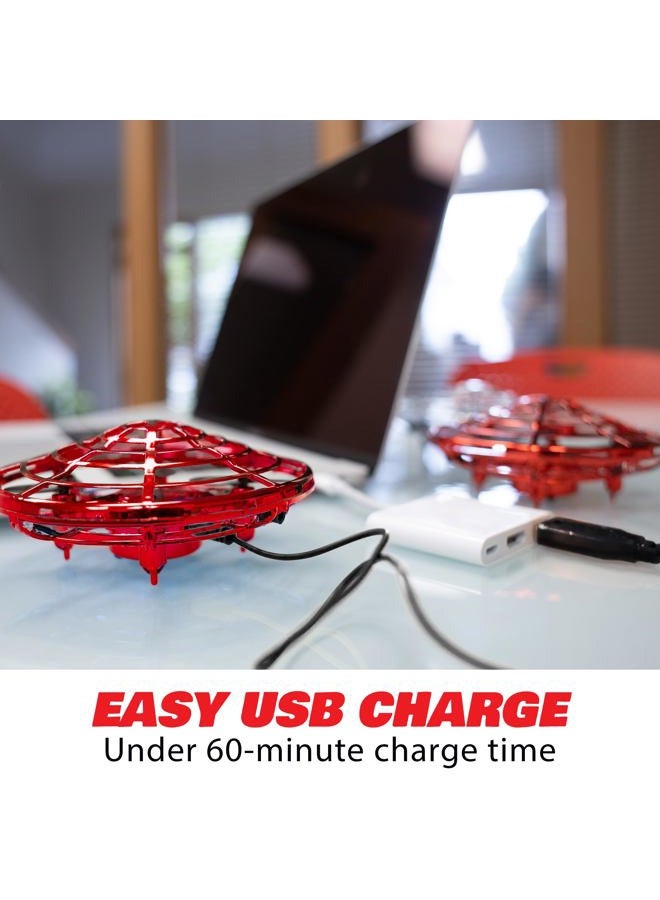 Force1 Hand Operated Drones for Kids or Adults - Scoot Hands Free Mini Drone Helicopter, Easy Indoor Small Orb Flying Ball Drone Toys for Boys or Girls (Red) - Image 4