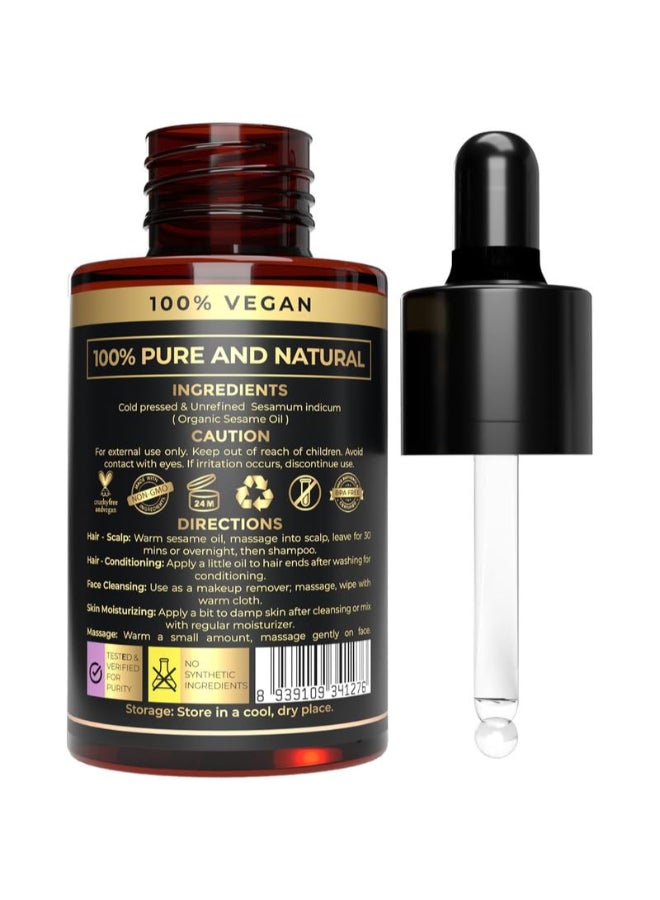 the_organic_forest_vegan_pure_natural Premium Organic Sesame Oil Cold Pressed for Skin Hair NutrientRich Sesame Seeds Natural Pure NonGMO Vegan CrueltyFree HexaneFree 1 fl oz - Image 3