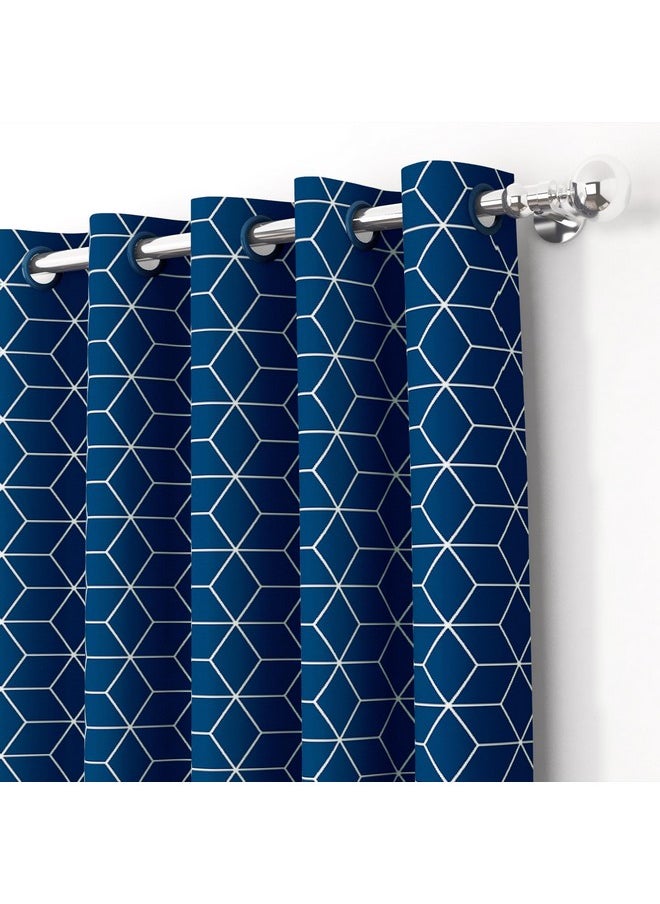 Story@Home Story@Home Blackout Windows Curtain 5 Feet Set of 2 | Hexagon Design | Thermal Insulated Curtains | Room Darkening | Curtains for Living Room | (118 x 152 cm, Blue) | Perfect for Home Decor  - Image 2