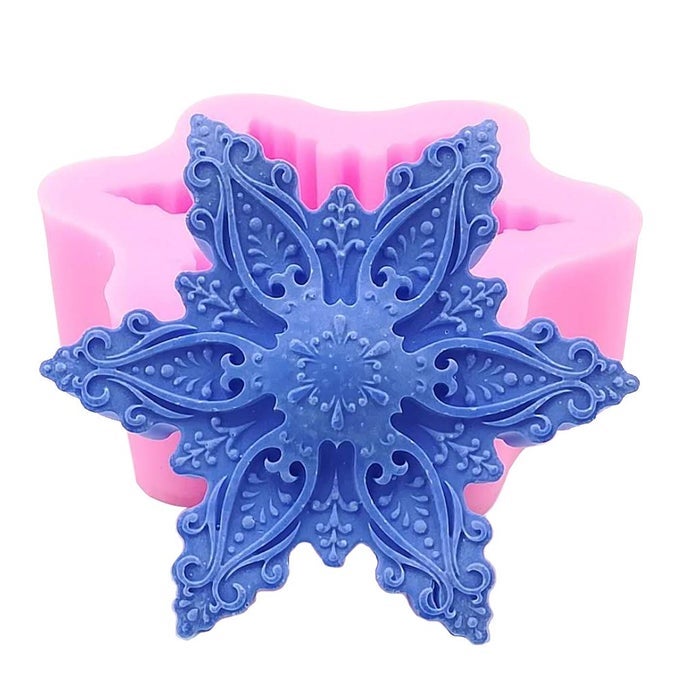 CHRISTMAS SNOWFLAKE SILICONE MOLD FOR HANDMADE SOAP CRAFTS CANDLE CHOCOLATE MUFFINS ICE