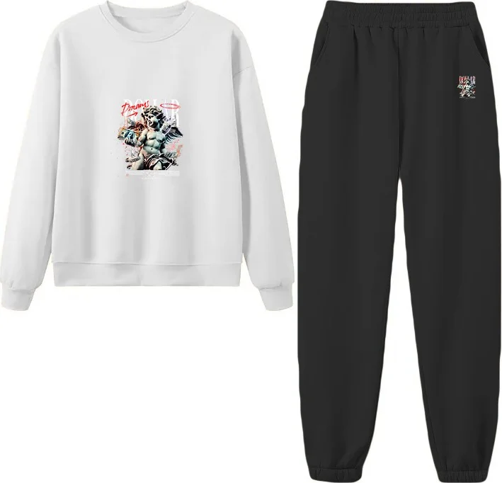 دوغ فش Tracksuit Oversize Dollardreams Printed Tracksuit,lover,couple Combination White