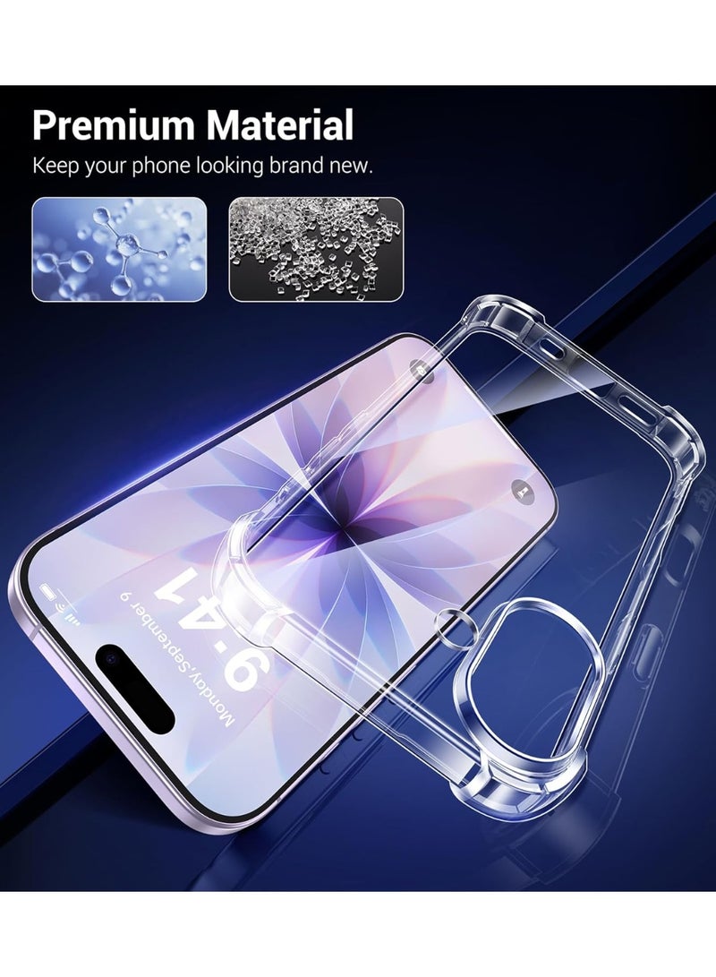 MUDISO iPhone 17 Clear Case with 2-Pack Tempered Glass and 2-Pack Camera Lens Protector For iPhone 17 Slim Soft Transparent Cover Anti-Scratch 4-in-1 Phone Case For iPhone 17 6.3-inch - Image 5