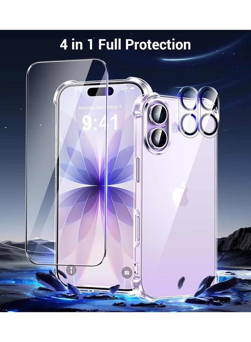MUDISO iPhone 17 Clear Case with 2-Pack Tempered Glass and 2-Pack Camera Lens Protector For iPhone 17 Slim Soft Transparent Cover Anti-Scratch 4-in-1 Phone Case For iPhone 17 6.3-inch - Image 3
