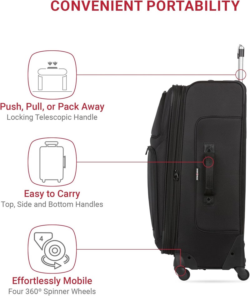 SWISSGEAR SwissGear Sion Softside Expandable Luggage Black CheckedLarge 29Inch - Image 2