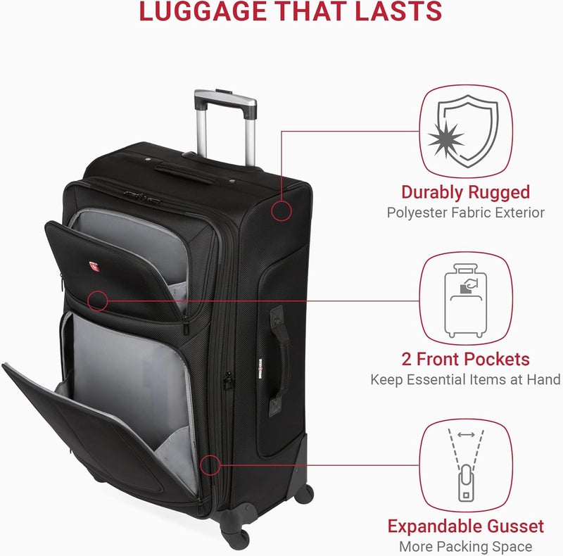 SWISSGEAR SwissGear Sion Softside Expandable Luggage Black CheckedLarge 29Inch - Image 3