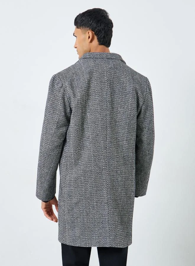 Styli Styli Men Oversized Herringbone Woven Winter Coat