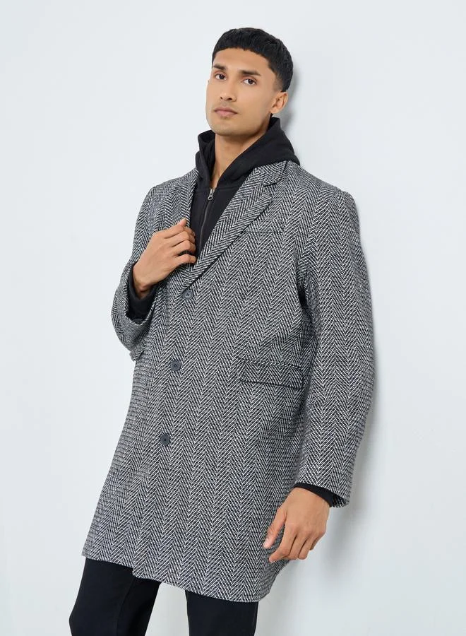 Styli Men Oversized Herringbone Woven Winter Coat