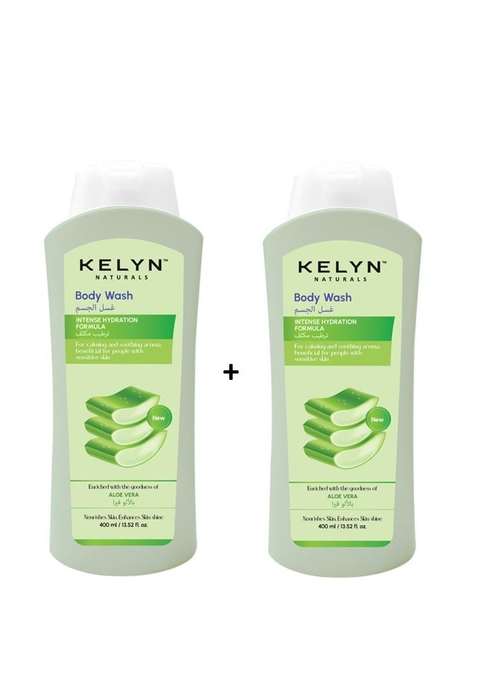 Kelyn Naturals Aloevera Body Wash Intense Hydration Formula 400 ml, combi pack