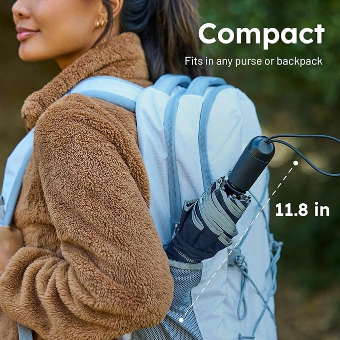 Weatherman Premium Small Compact Mini Umbrella for Travel - Windproof, Compact, Easy Auto Open - Resists Up to 45 MPH Winds - Perfect for Rain, Wind, Backpack, Car - Folding Umbrella, Strong Fiberglass Frame (Sage) - Image 5