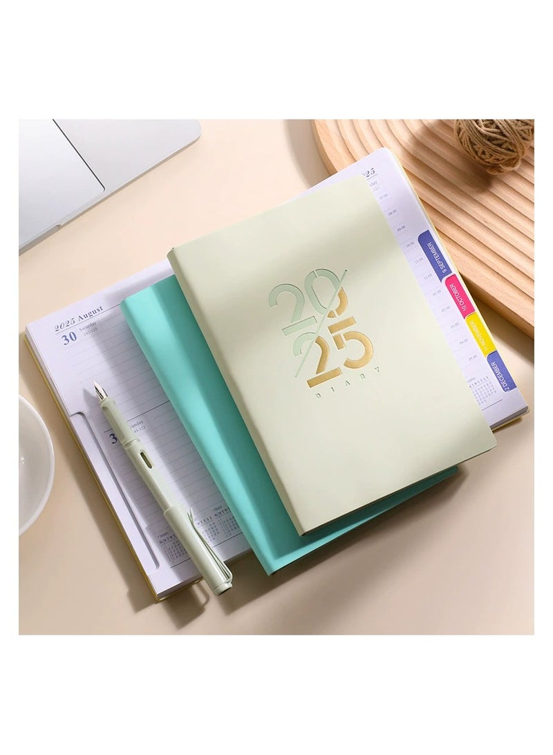 Generic 2025 Planner Diary Notebook Academic Calendar Monthly Weekly Daily Planner A5 Lined Leather Hardcover Notebook Premium Thick Paper Suitable for Office Home School Writing Staff Student Gift  - Image 3
