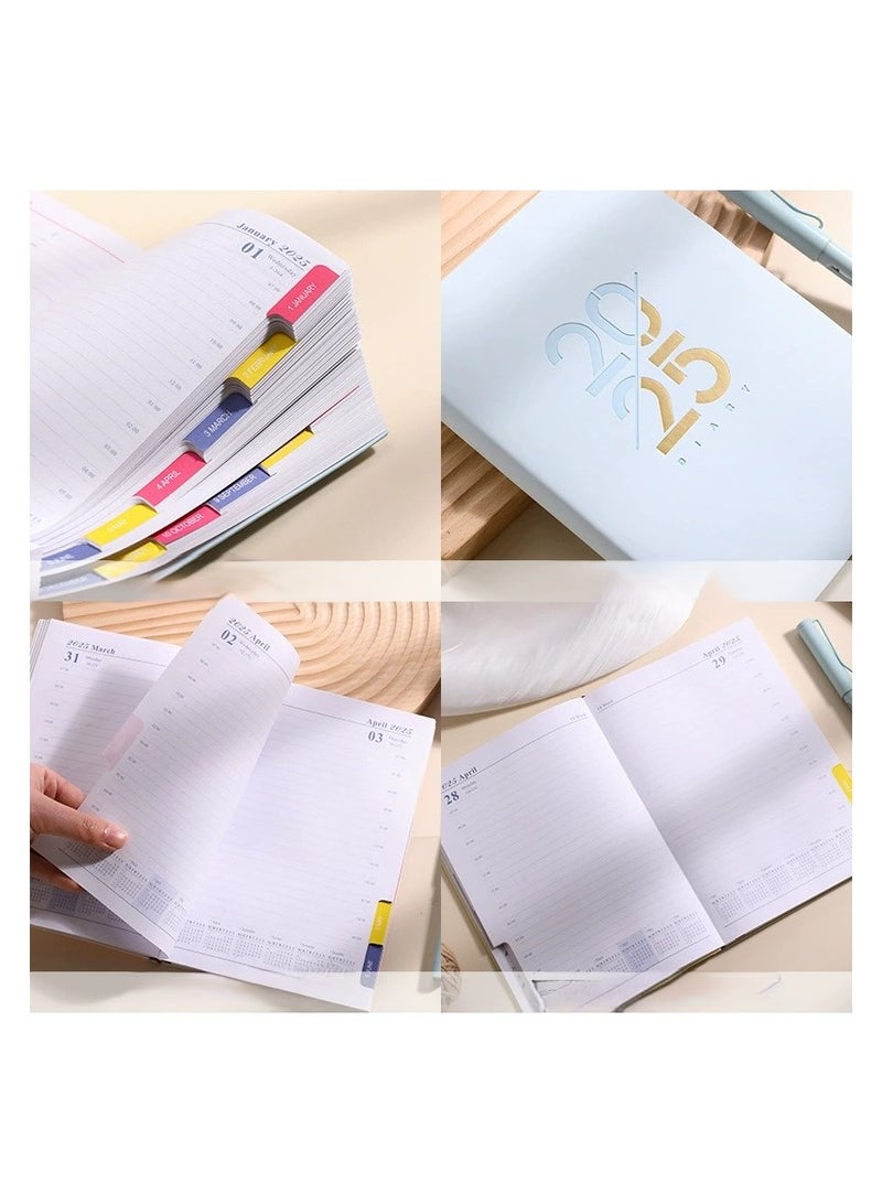 Generic 2025 Planner Diary Notebook Academic Calendar Monthly Weekly Daily Planner A5 Lined Leather Hardcover Notebook Premium Thick Paper Suitable for Office Home School Writing Staff Student Gift  - Image 4