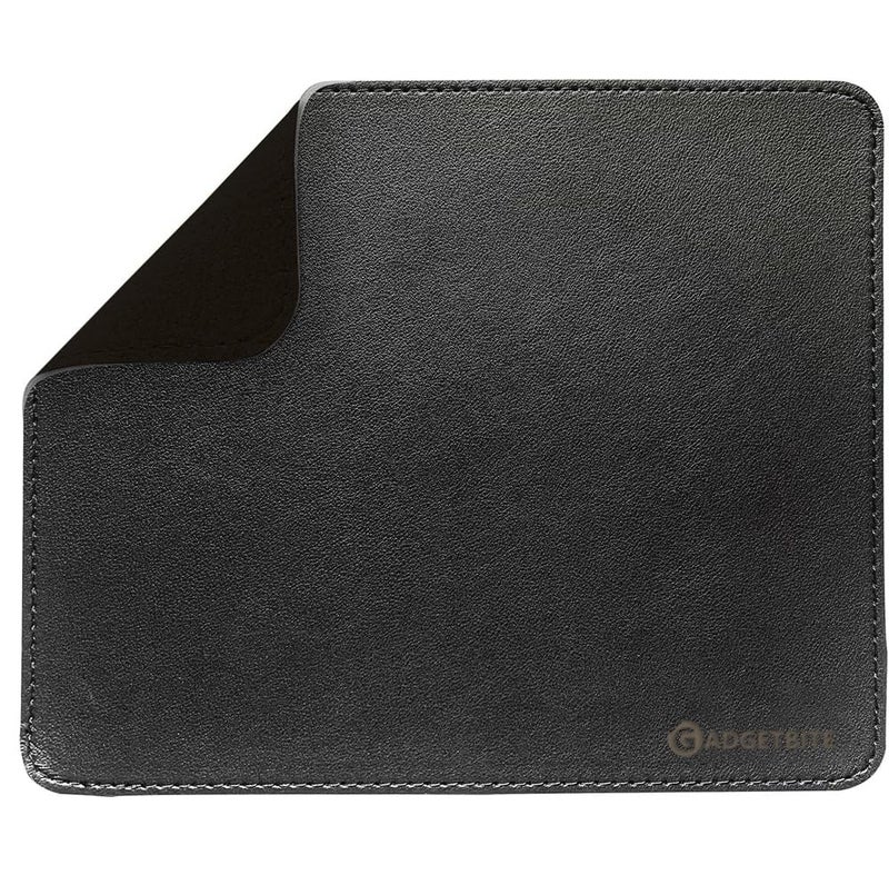 GadgetBite Mouse Pad Large Premium Vegan Leather Surface Desktop Mat Laptop Computer Mat for Home Office Smooth Surface for Comfortable Typing Writing and Gaming Pad (25 cm x 20 cm x 0.1 cm) - Black - Image 1