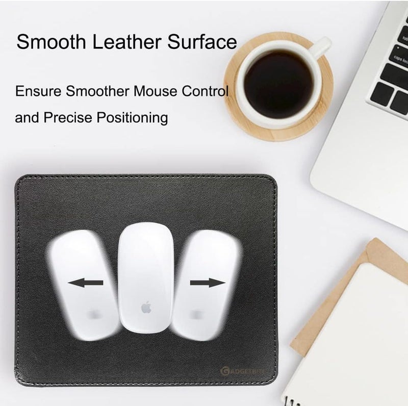GadgetBite Mouse Pad Large Premium Vegan Leather Surface Desktop Mat Laptop Computer Mat for Home Office Smooth Surface for Comfortable Typing Writing and Gaming Pad (25 cm x 20 cm x 0.1 cm) - Black - Image 2