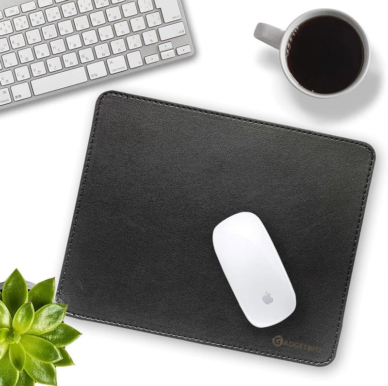GadgetBite Mouse Pad Large Premium Vegan Leather Surface Desktop Mat Laptop Computer Mat for Home Office Smooth Surface for Comfortable Typing Writing and Gaming Pad (25 cm x 20 cm x 0.1 cm) - Black - Image 4