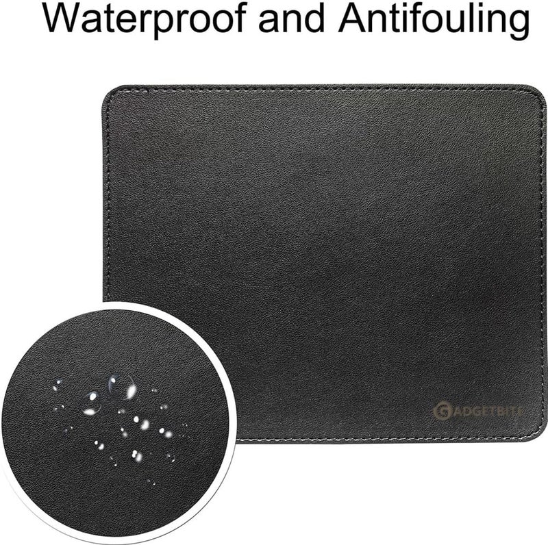 GadgetBite Mouse Pad Large Premium Vegan Leather Surface Desktop Mat Laptop Computer Mat for Home Office Smooth Surface for Comfortable Typing Writing and Gaming Pad (25 cm x 20 cm x 0.1 cm) - Black - Image 5